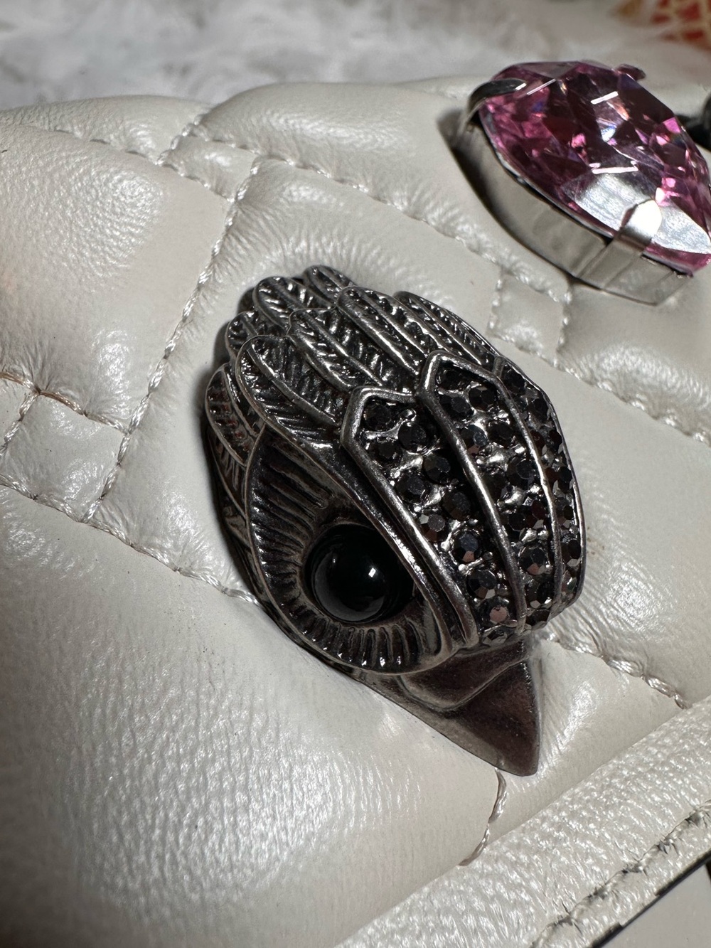 Kurt Geiger • Kensington Bone & Rainbow Hearts Love Crossbody Leather Bag - Picture 12 of 17